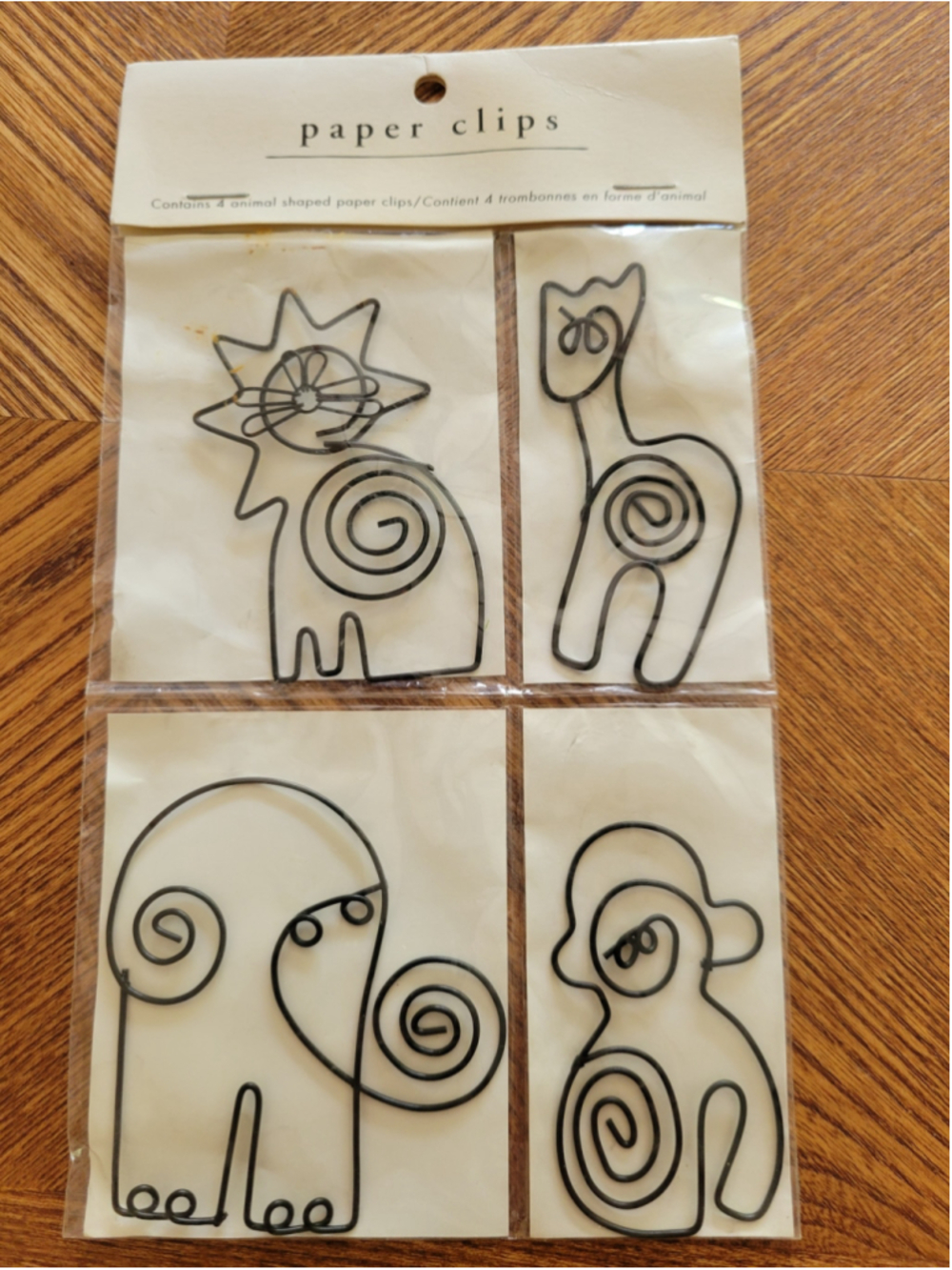 Vintage Pier 1 Imports Wire Animal Paper Clips Set 4 Pack NIP